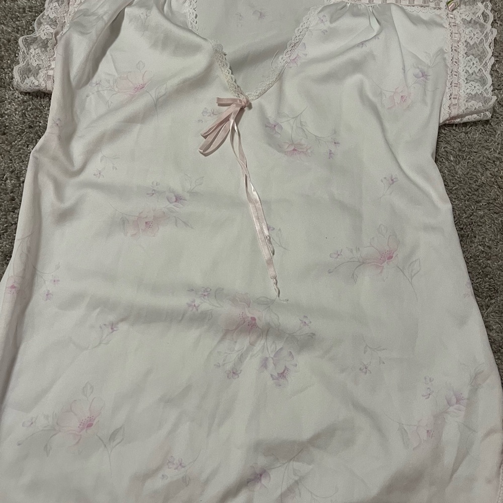 Floral Lace Trim Nightgown